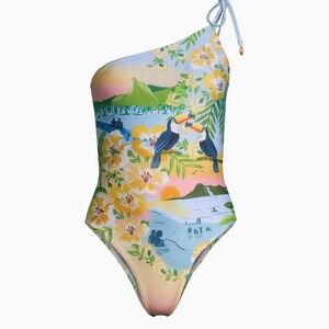 Farm Rio Colorful Rio One-Piece Swimsuit Women’s Size Medium Tropical Print